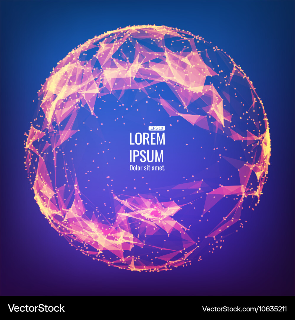 Abstract 3d illuminated distorted mesh sphere vector image
