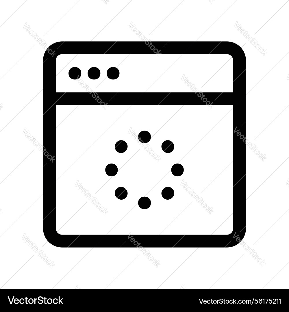 Application window with loading spinner Application window with loading spinner vector image