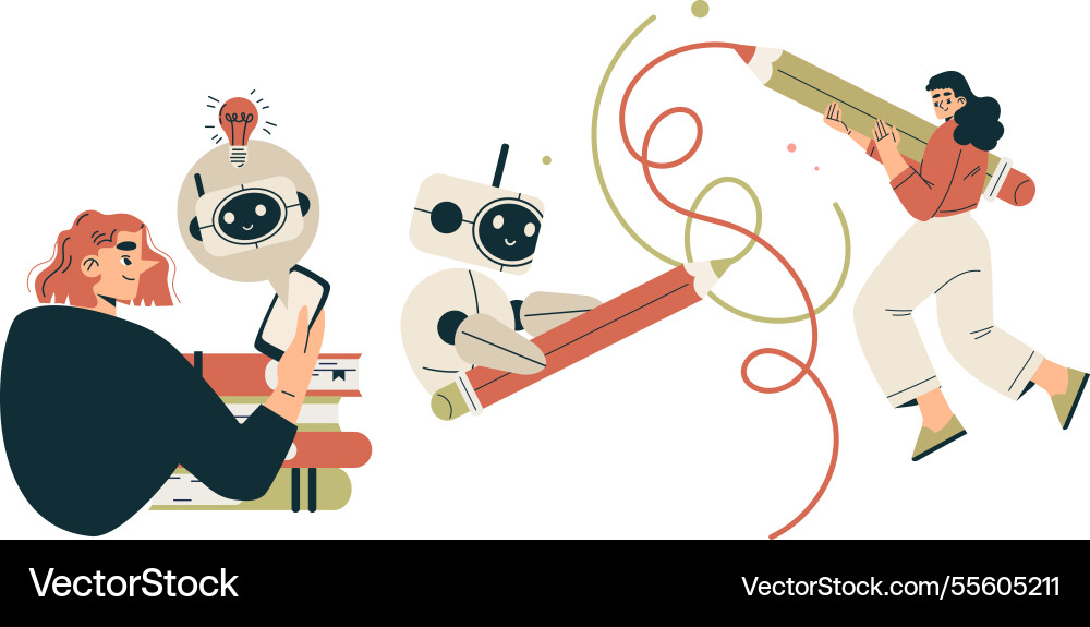 Artificial intelligence technology with people Vector Image