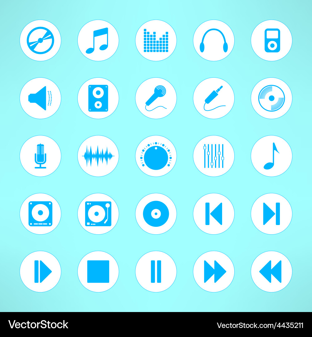 Audio icons set made in clean and simple design Vector Image
