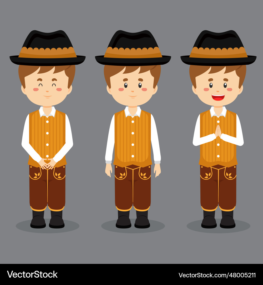 Austrian character with various expression vector image