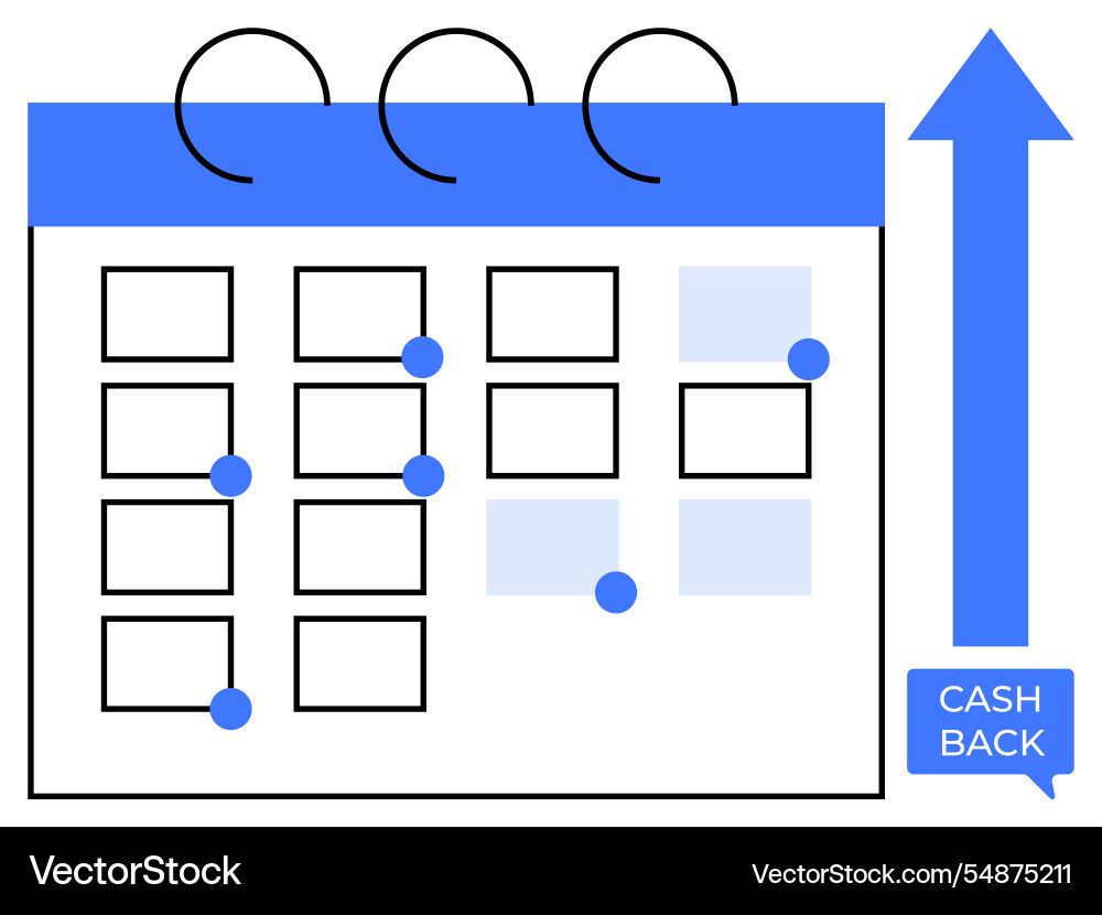 Calendar with highlighted dates upward arrow Vector Image