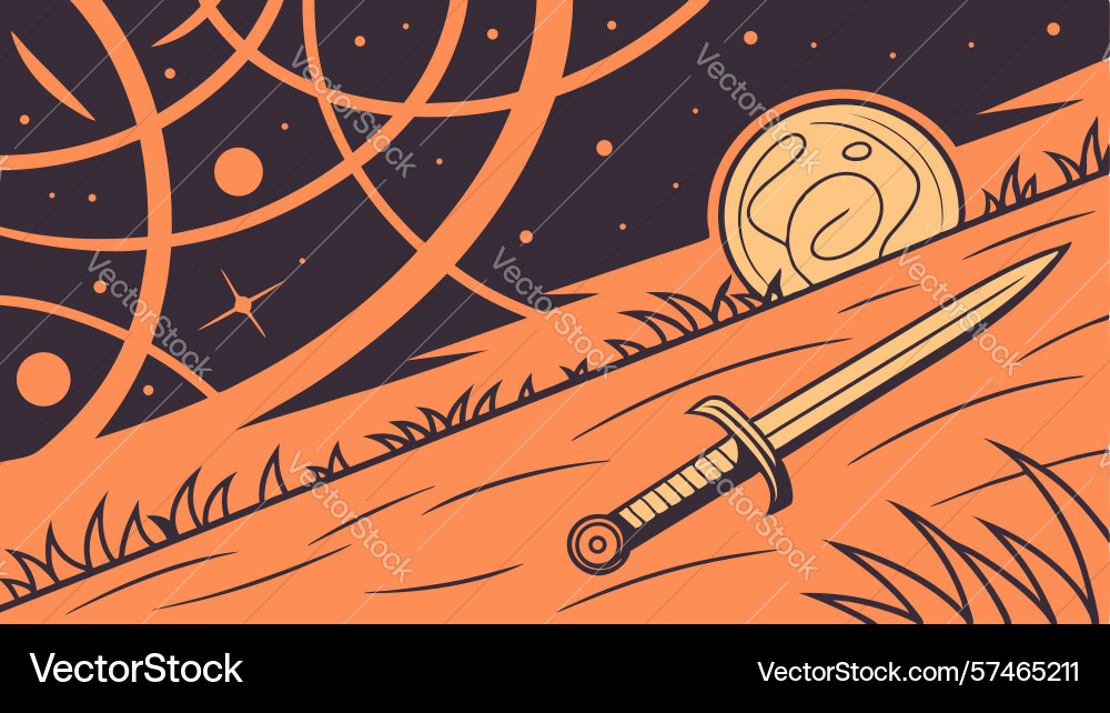 Dagger with celestial map background design vector image