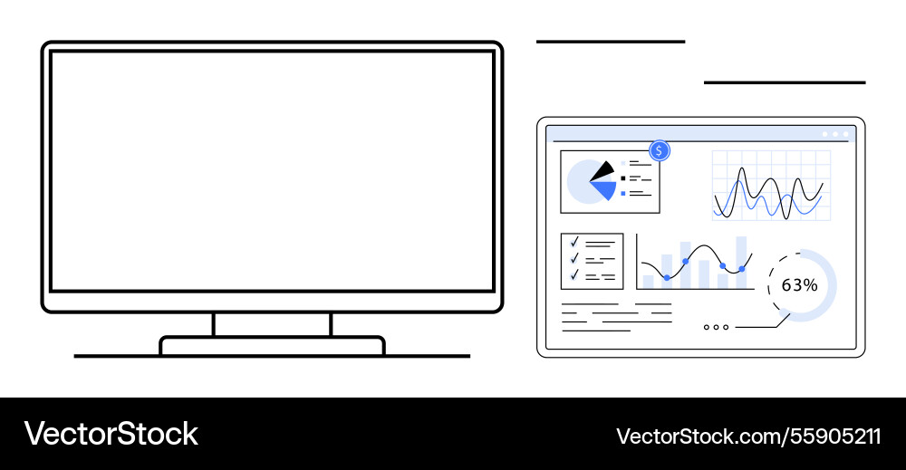 Data analysis dashboard on modern monitor display Data analysis dashboard on modern monitor display vector image