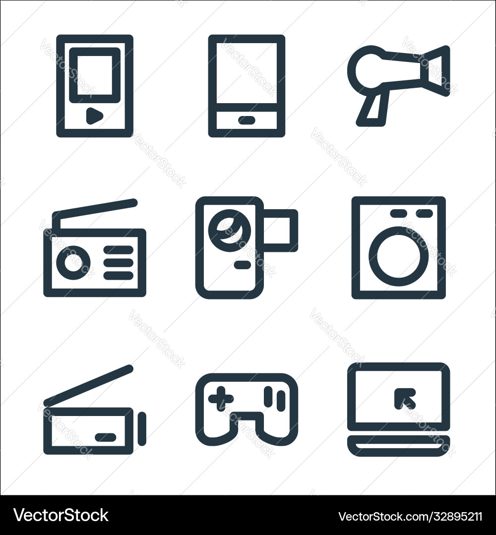 Electronics line icons linear set quality Electronics line icons linear set quality vector image