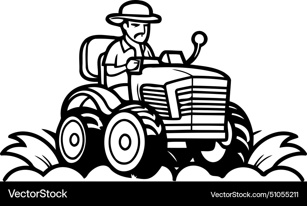 Farmer with tractor Royalty Free Vector Image - VectorStock