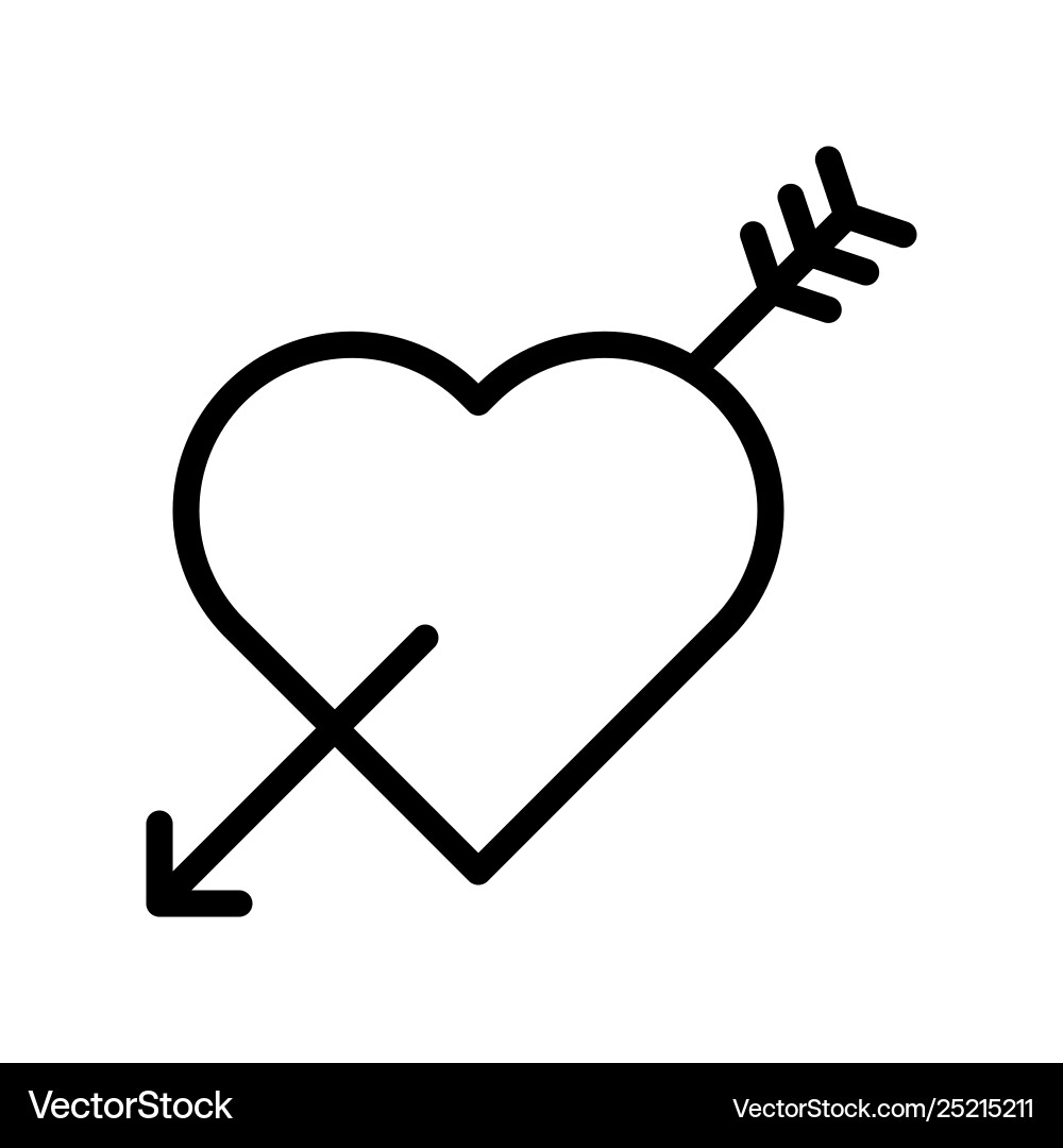 Heart with arrow line style icon editable outline Vector Image