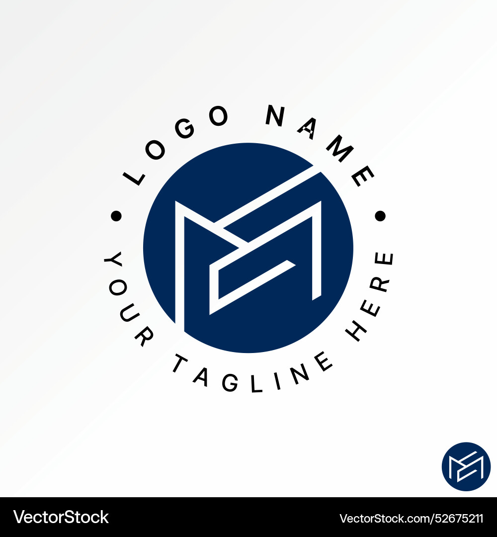 Initial me or em font unique line circle emblem Initial me or em font unique line circle emblem vector image