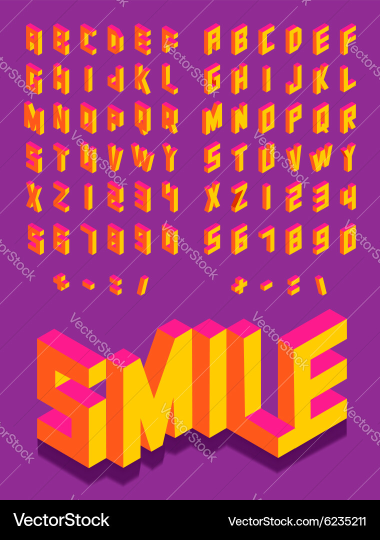 Isometric 3D Font Set vector image