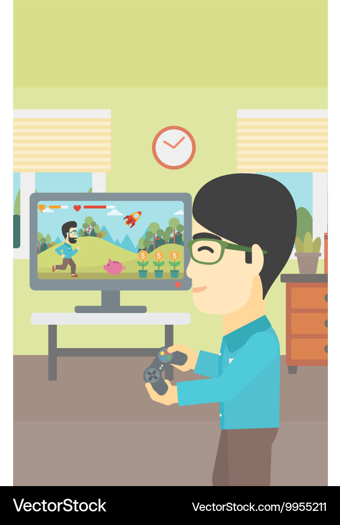 Man playing video game vector image