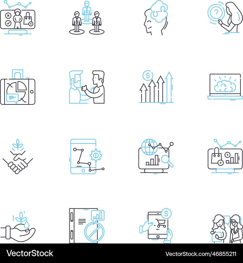 Numbers and visuals linear icons set counting Vector Image
