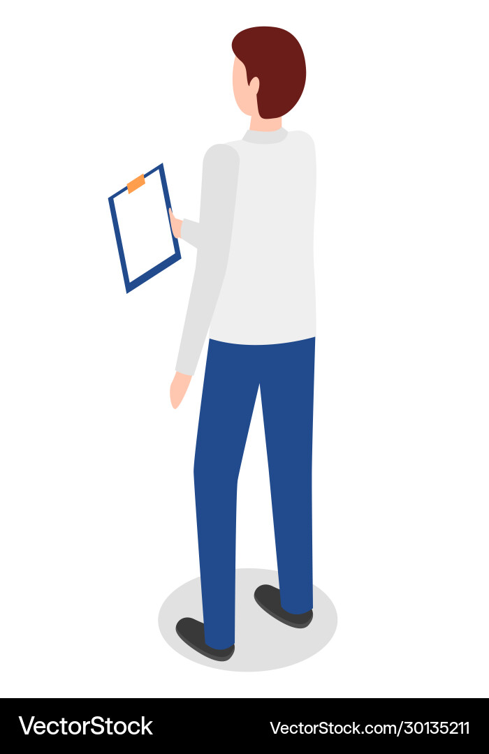 Office worker with notepad business data analysis Vector Image