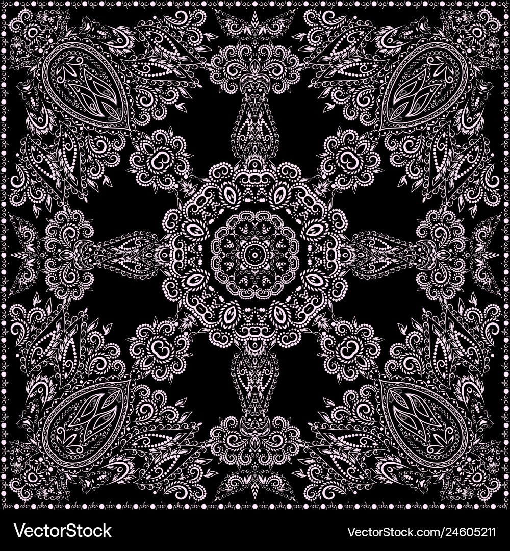 Paisley Bandana - Classic Floral Print Vector Image