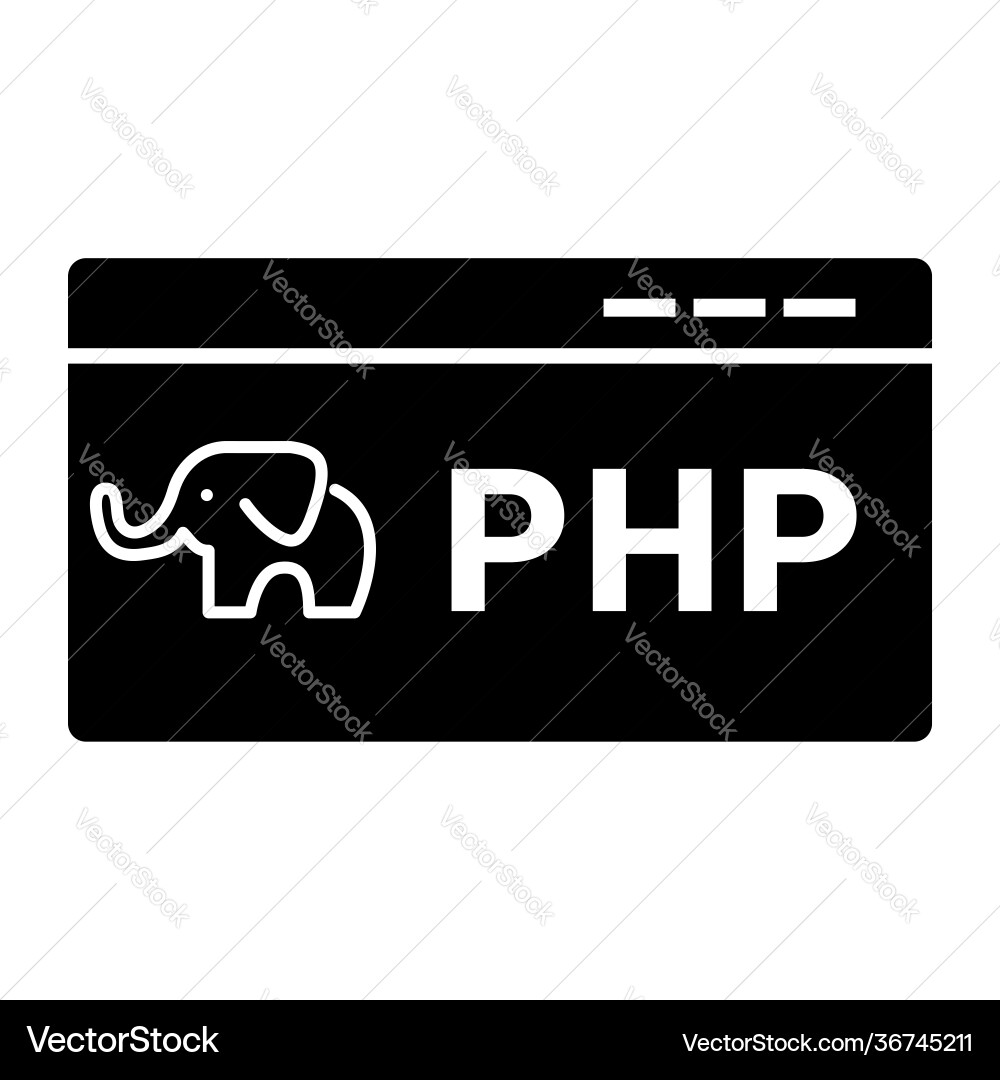 Php Elefanten-Code-Symbol isoliert auf weiß Vektorbild