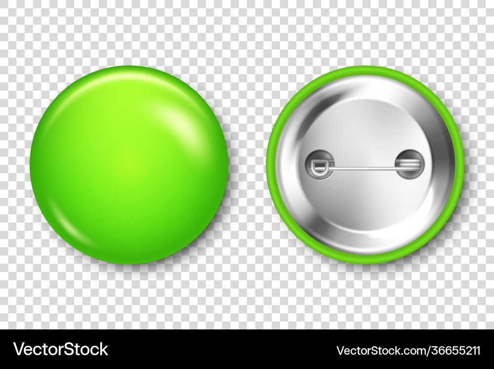 Realistic green blank badge isolated vector image