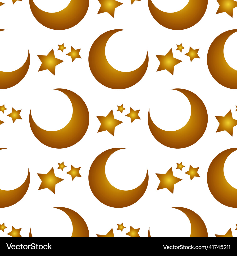 Seamless pattern of moon and stars with color Vector Image