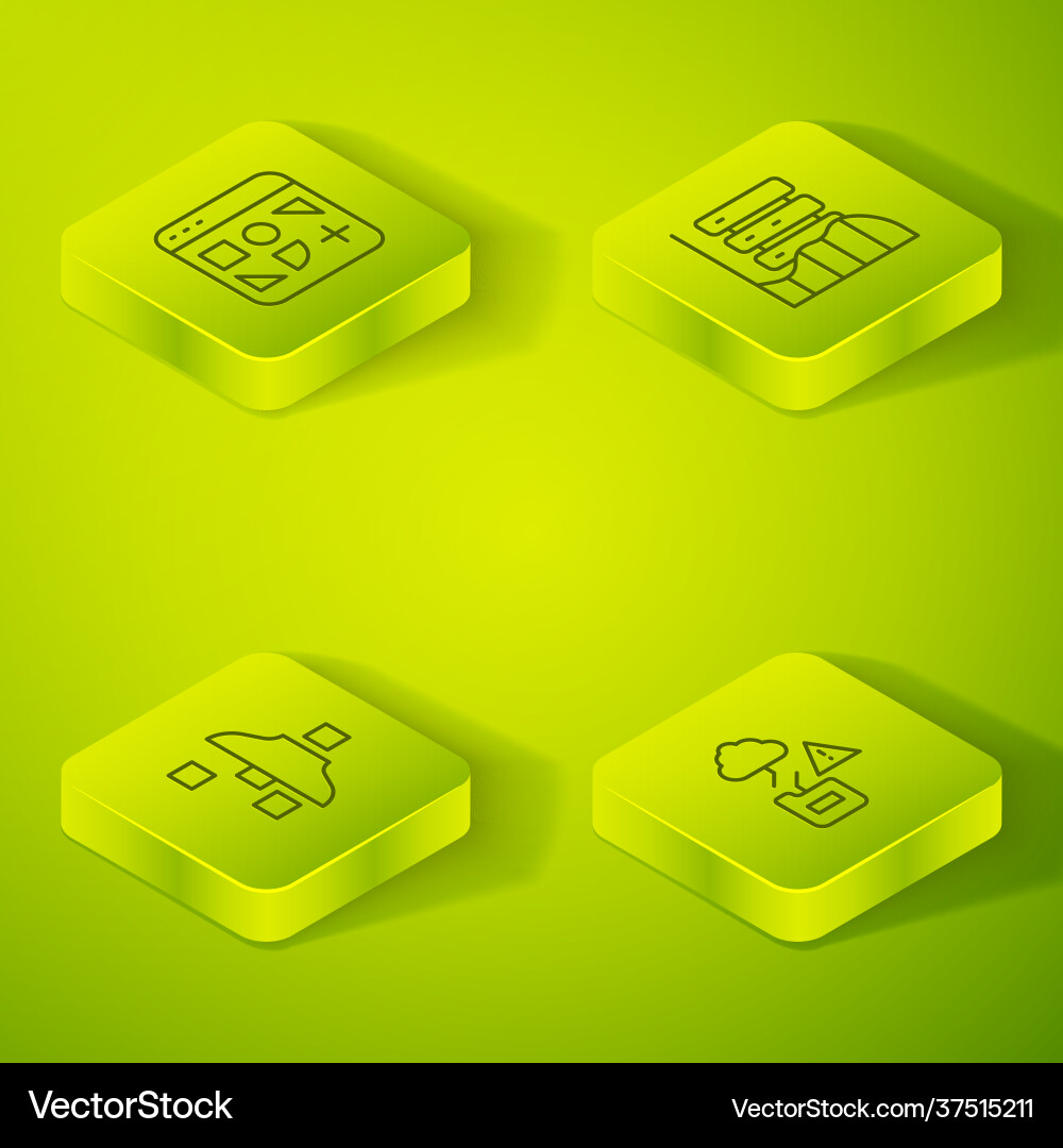 Set isometric line server data web hosting Set isometric line server data web hosting Vector Image