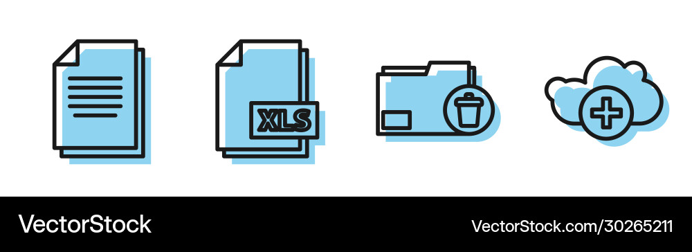 Set line delete folder document xls file Set line delete folder document xls file Vector Image