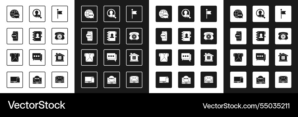 Set location marker address book chat messages Set location marker address book chat messages vector image