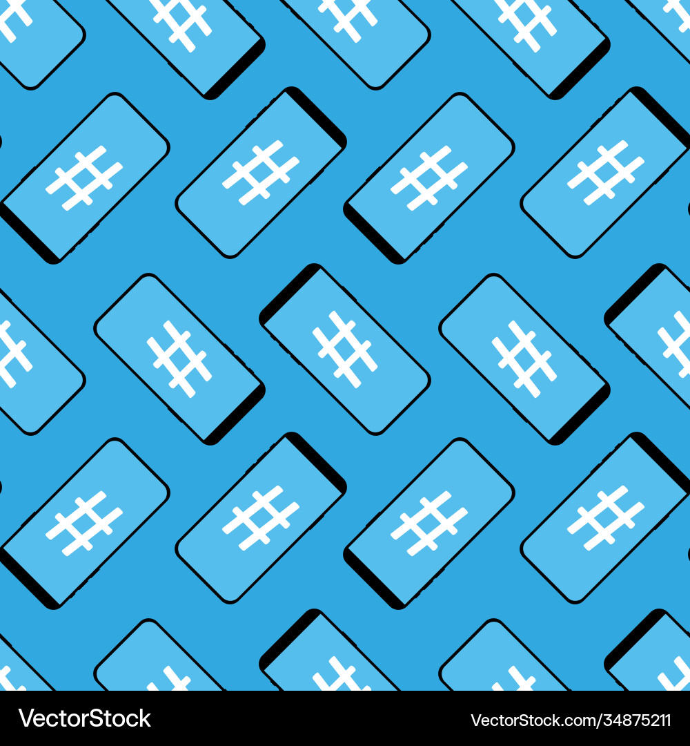 Smartphones with hashtag on display pattern vector image