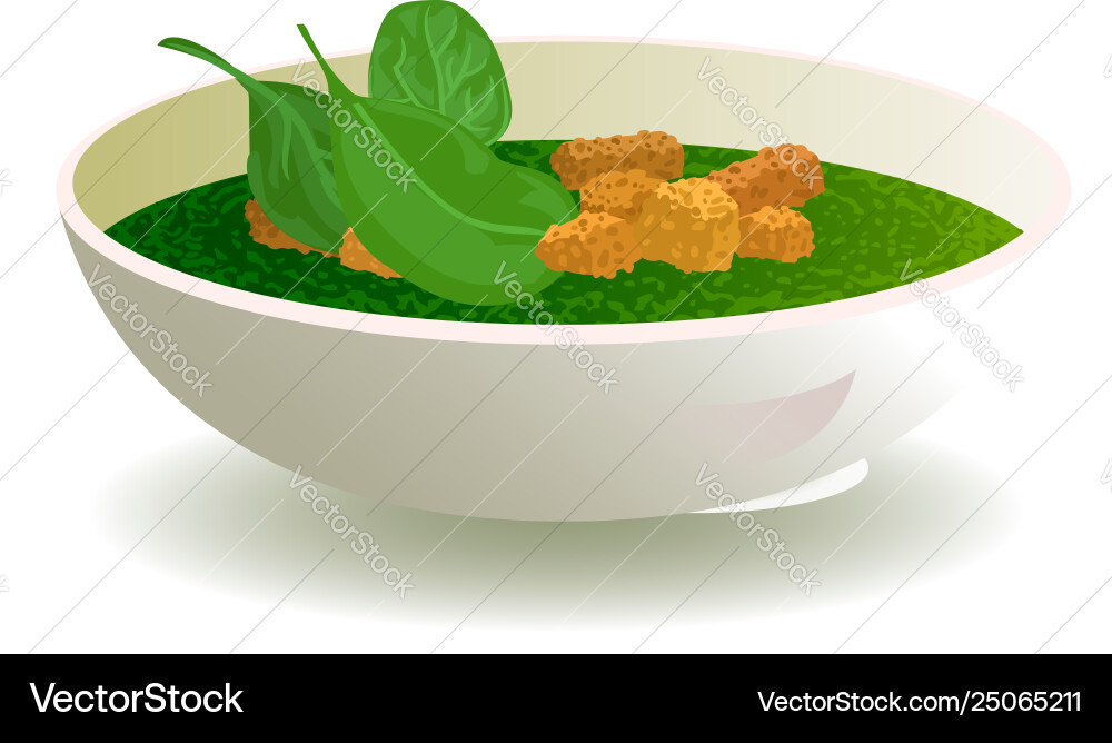 Spinach soup icon cartoon style Spinach soup icon cartoon style vector image