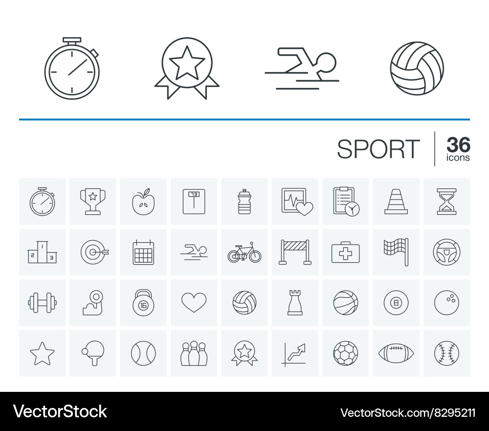 Sport & Fitness Line Icons Vector Image
