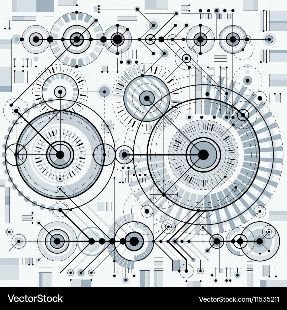 Technical drawing with dashed lines and geometric vector image