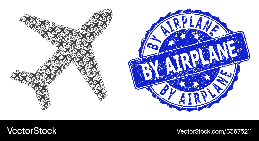Textured by airplane round seal and recursive Vector Image