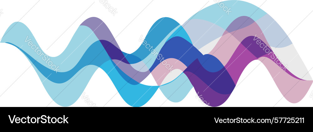Translucent overlapping wavy shapes abstract Vector Image