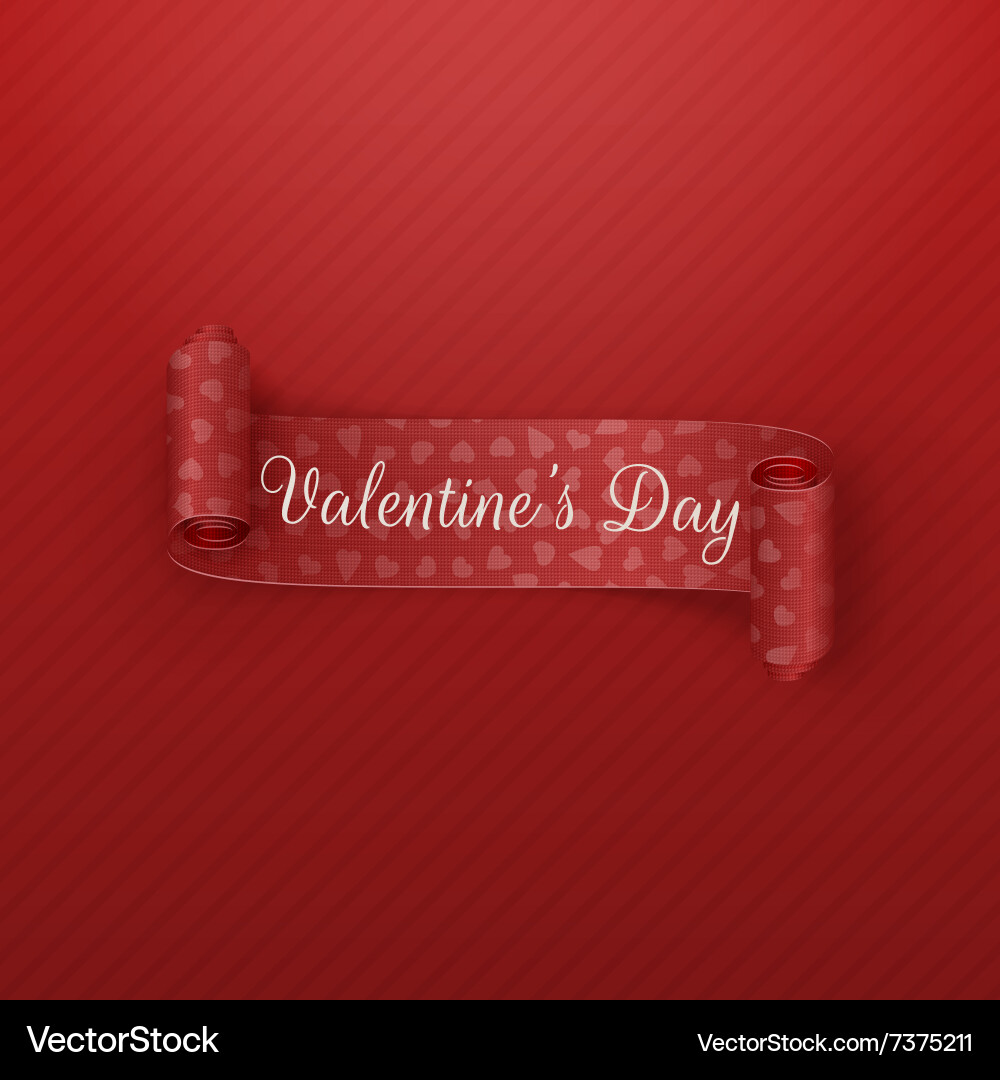 Valentines day scroll ribbon with greeting text Vector Image