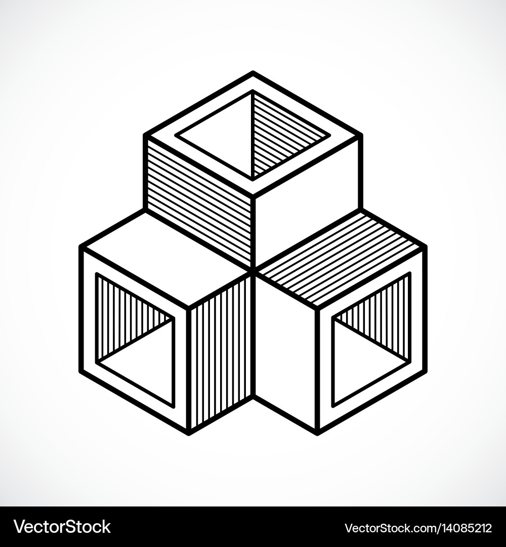 3d design abstract dimensional cube shape Vector Image