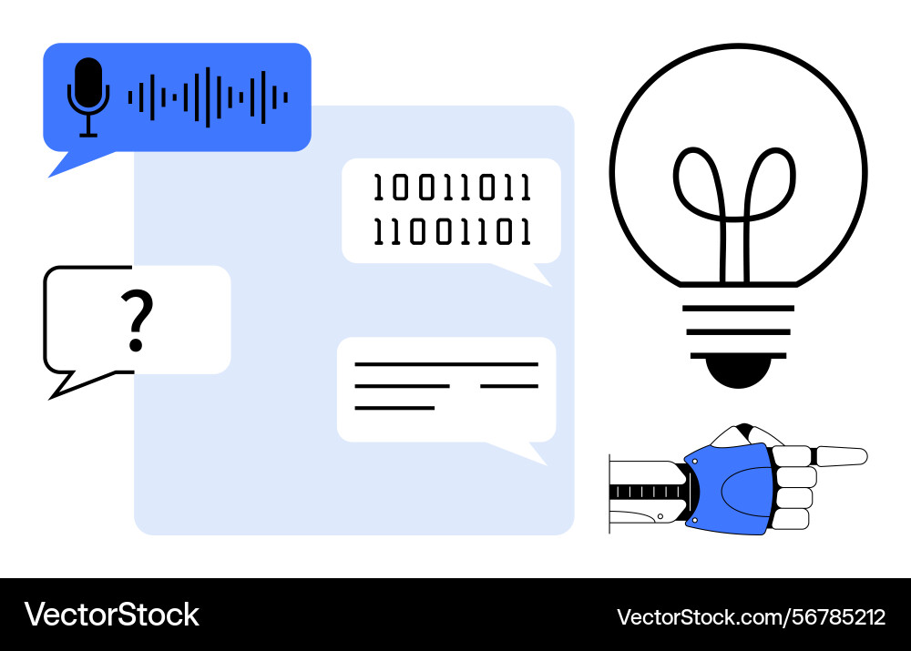 Ai communication visualized through binary code Ai communication visualized through binary code vector image