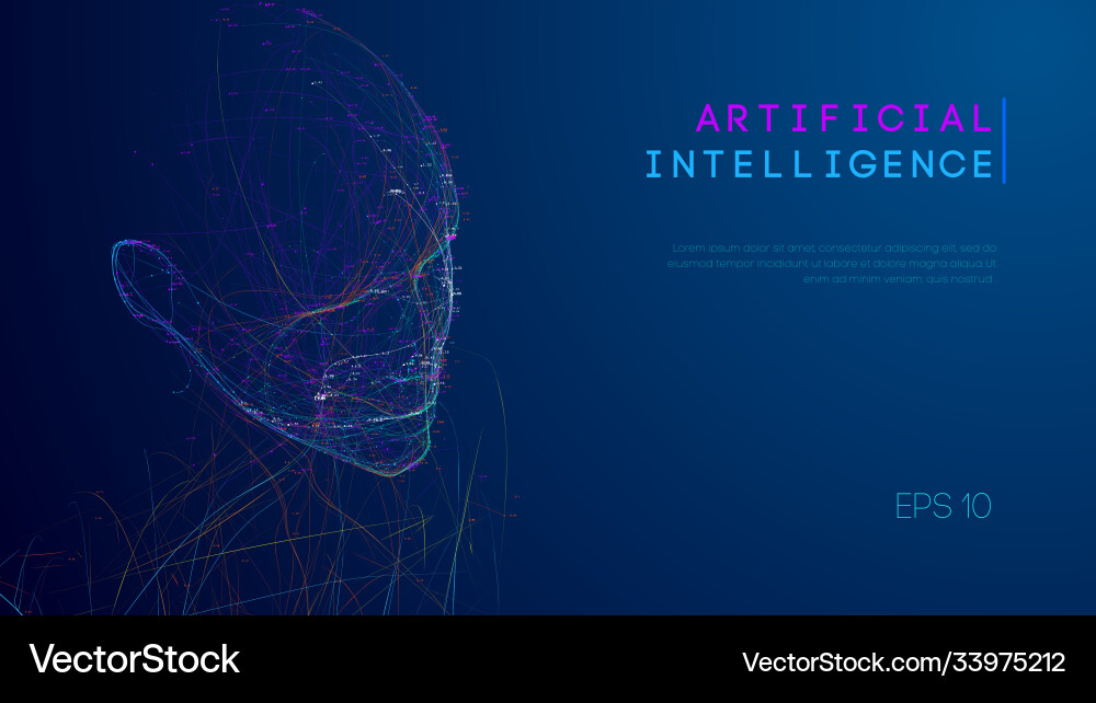 AI Digital Brain - Neural Network Vector Image