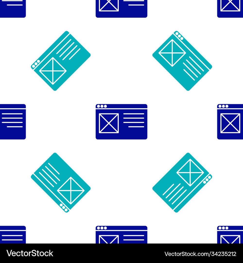 Blue browser window icon isolated seamless pattern Blue browser window icon isolated seamless pattern vector image