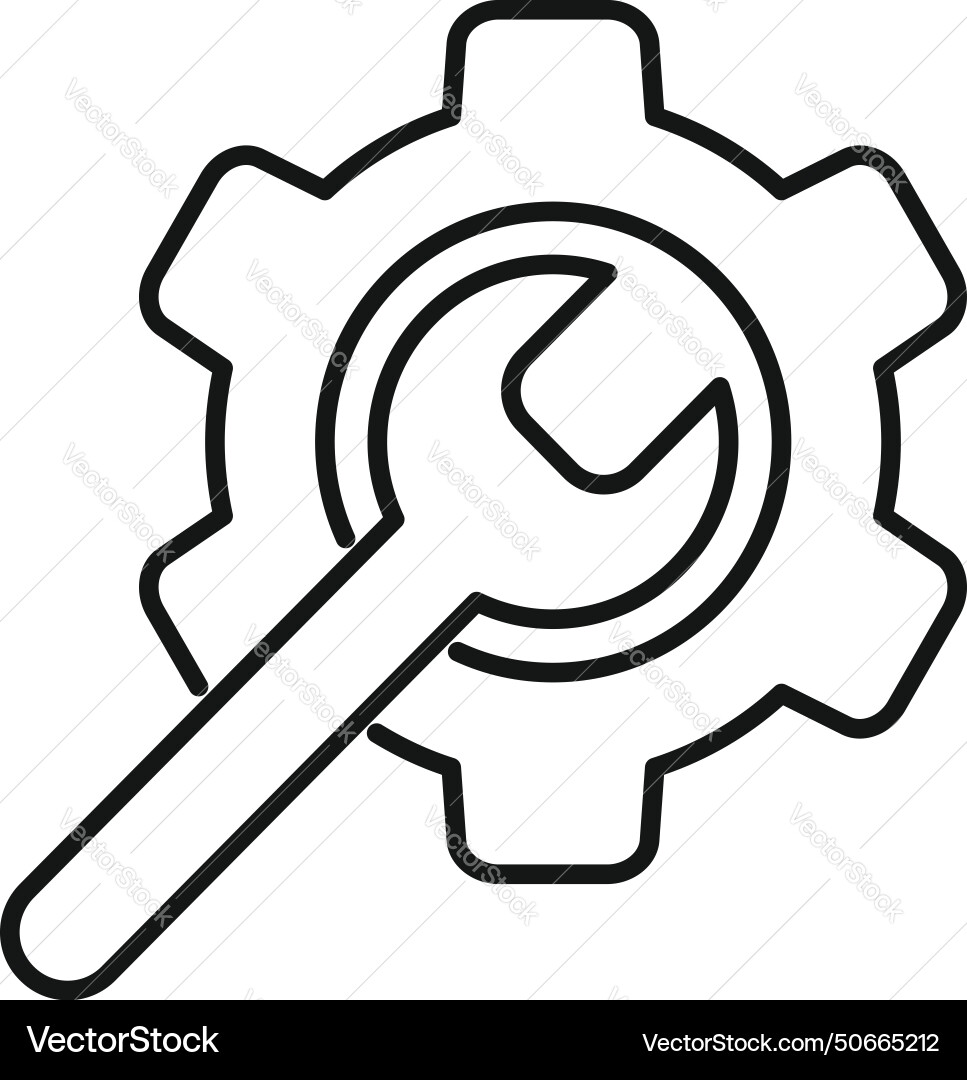 Cog key power source icon outline Cog key power source icon outline vector image