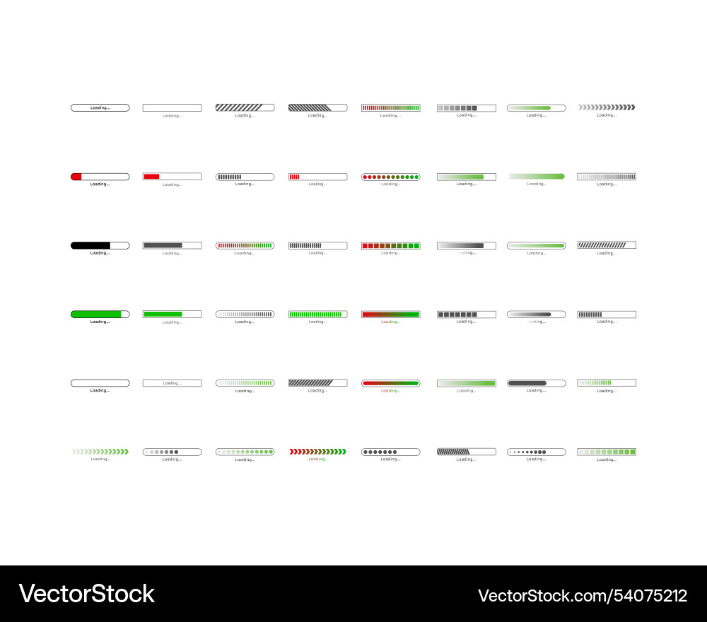 Collection loading bar status icon set of loaded Collection loading bar status icon set of loaded Vector Image