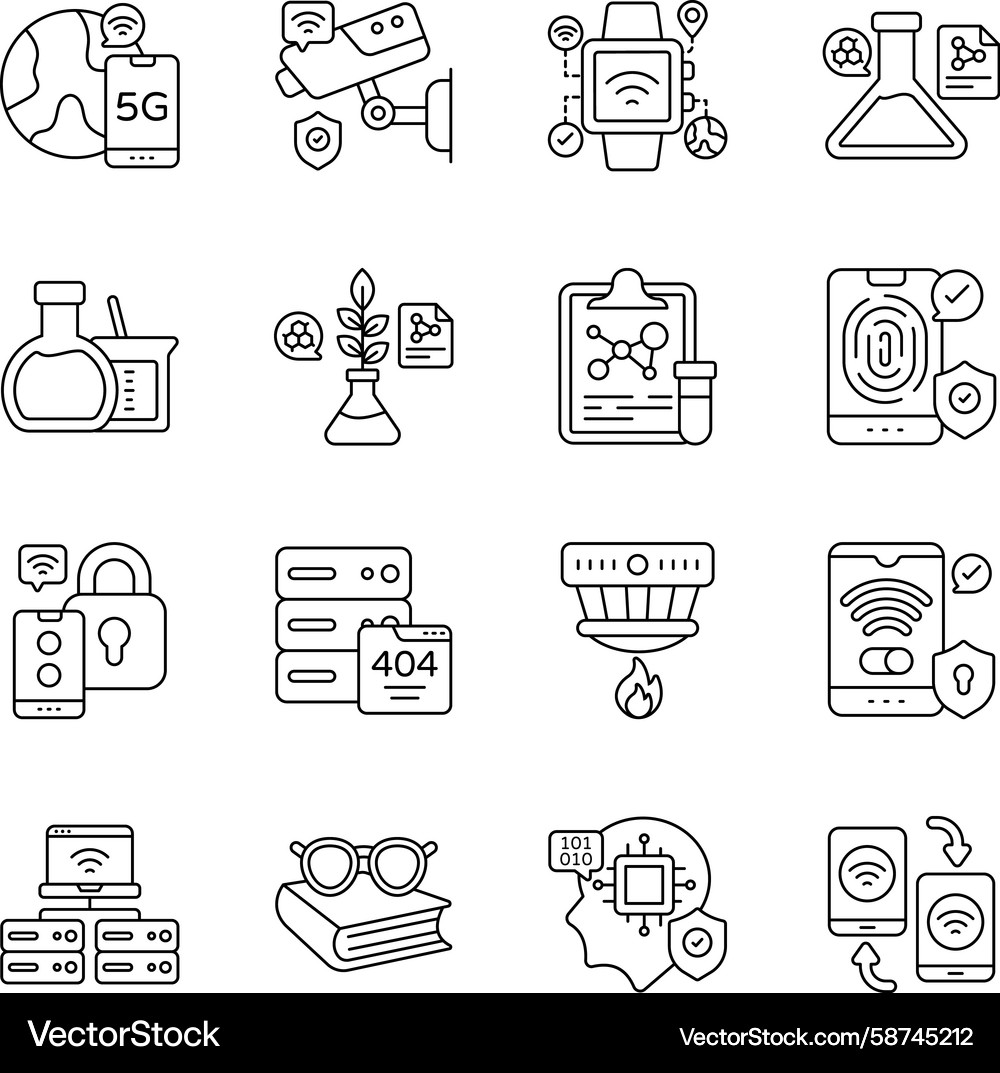 Data Science Linear Icons Set Vector Image