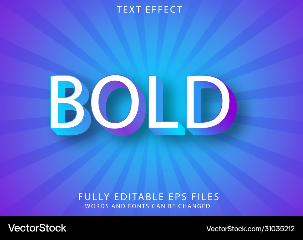 Editable text effect 3d blod style Vector Image
