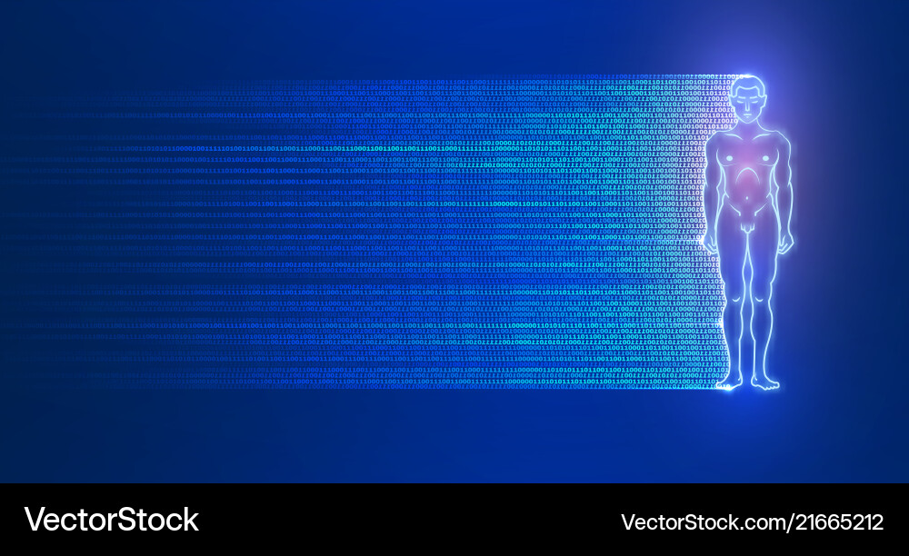 Glowing Man with Binary Code Vector Image