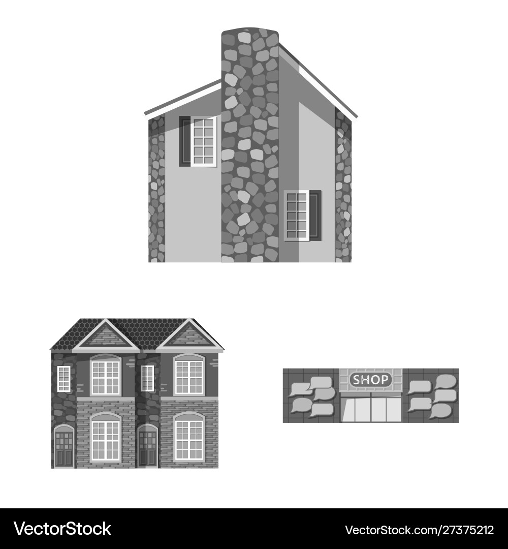 Isolated object building and front sign set Isolated object building and front sign set Vector Image