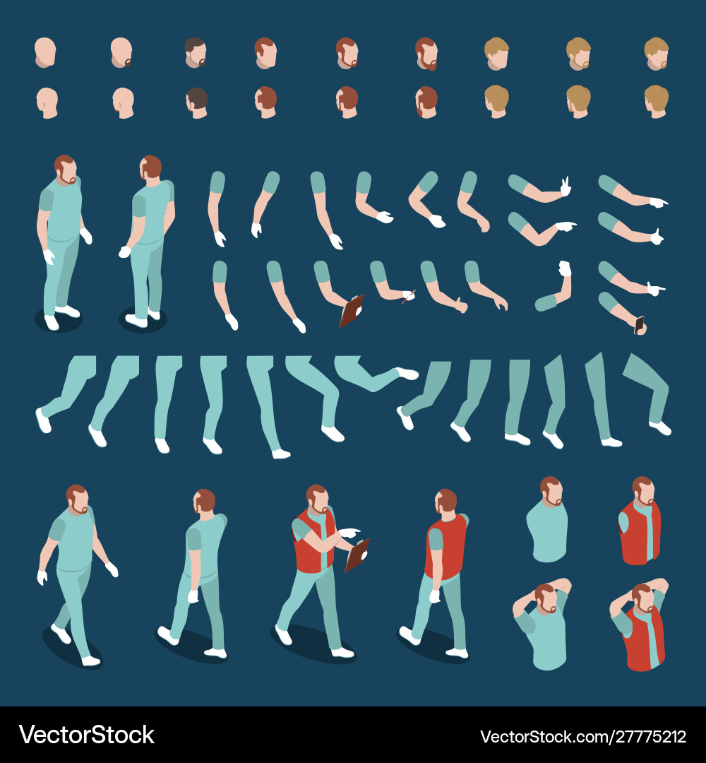 Isometric character constructor vector image