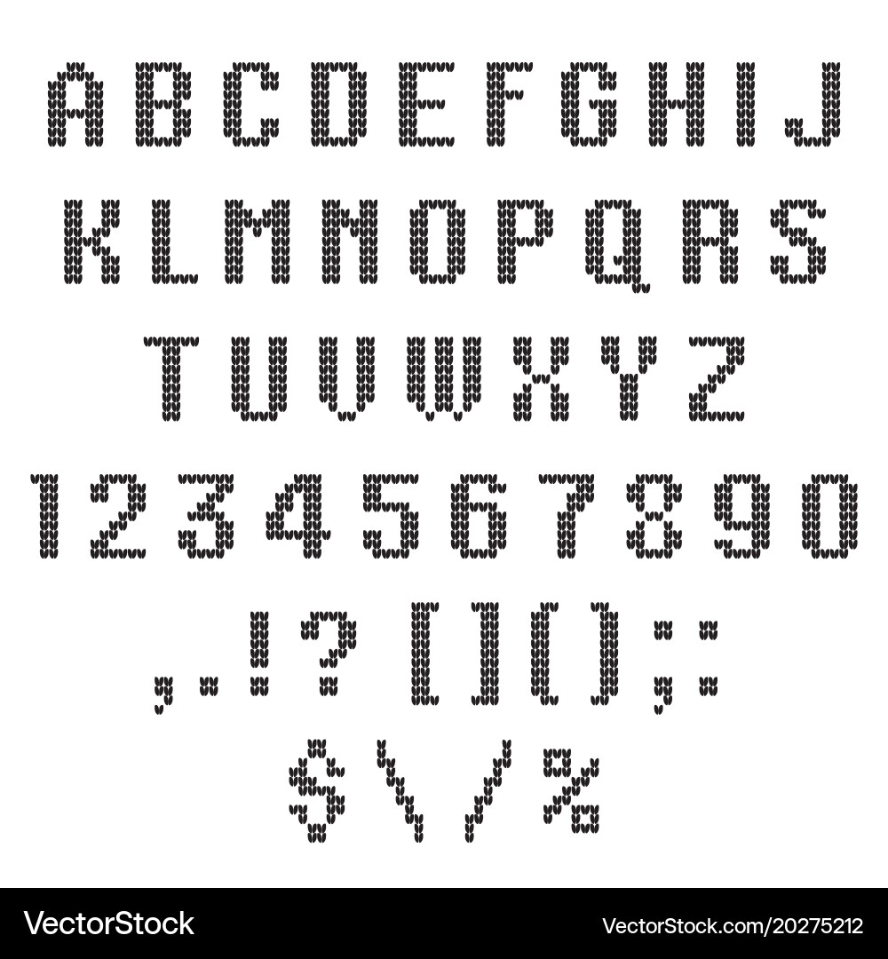 Knitted Alphabet Pattern Vector Image