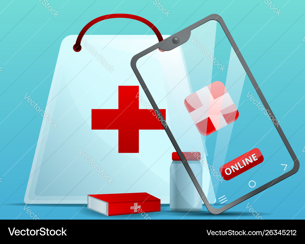 Online kaufen medizinische Pillen Konzept Banner Cartoon Online kaufen medizinische Pillen Konzept Banner Cartoon vektorbild