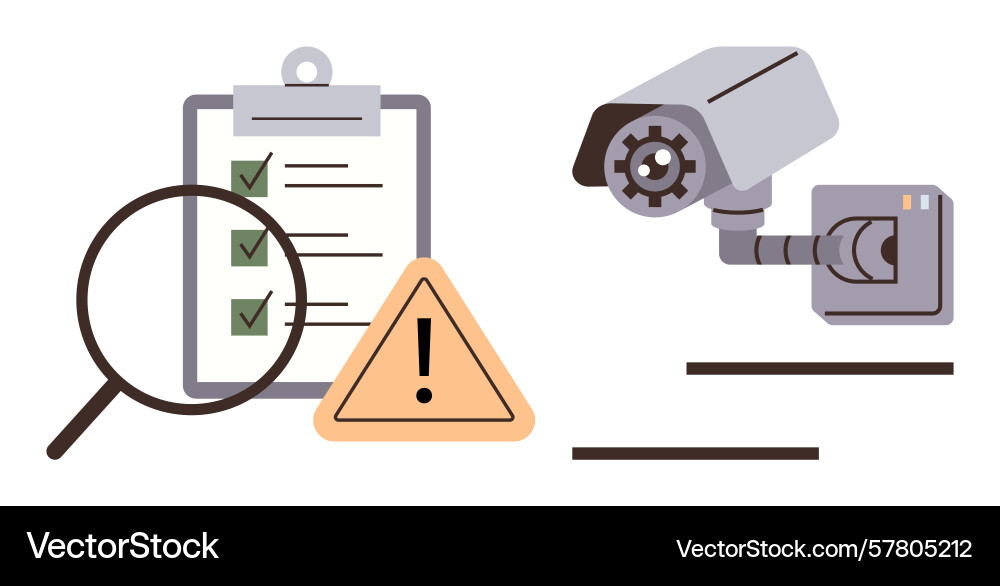 Security checklist with surveillance camera vector image