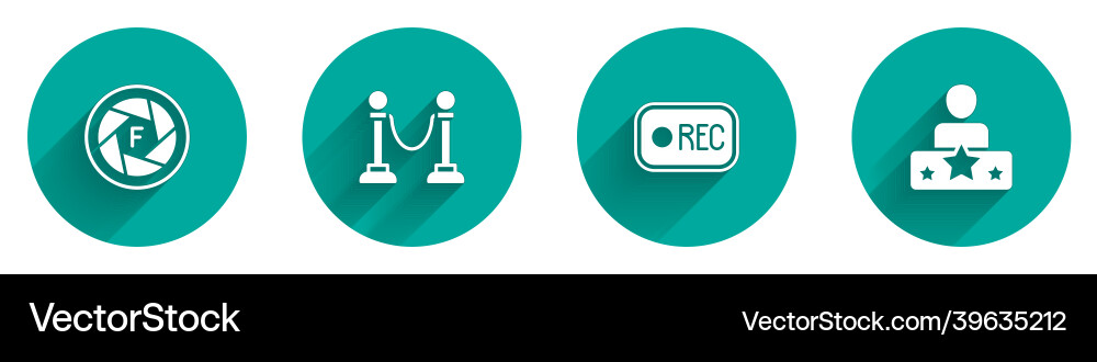 Set camera shutter rope barrier record button Set camera shutter rope barrier record button Vector Image