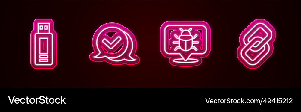 Set line usb flash drive check mark in speech Vector Image