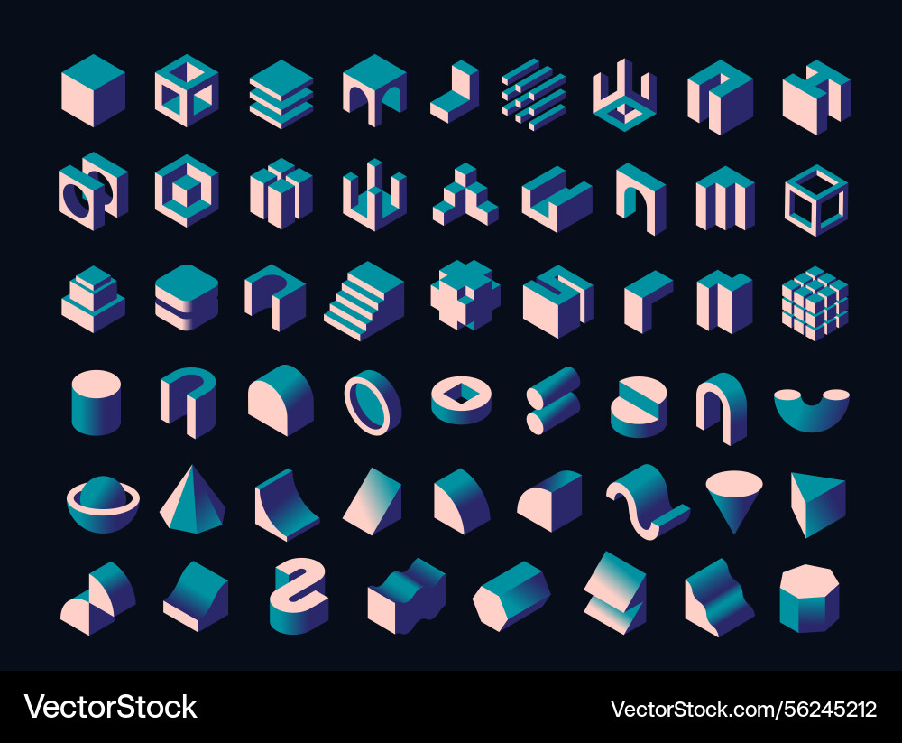 Set of architectural blocks abstract icons Set of architectural blocks abstract icons vector image