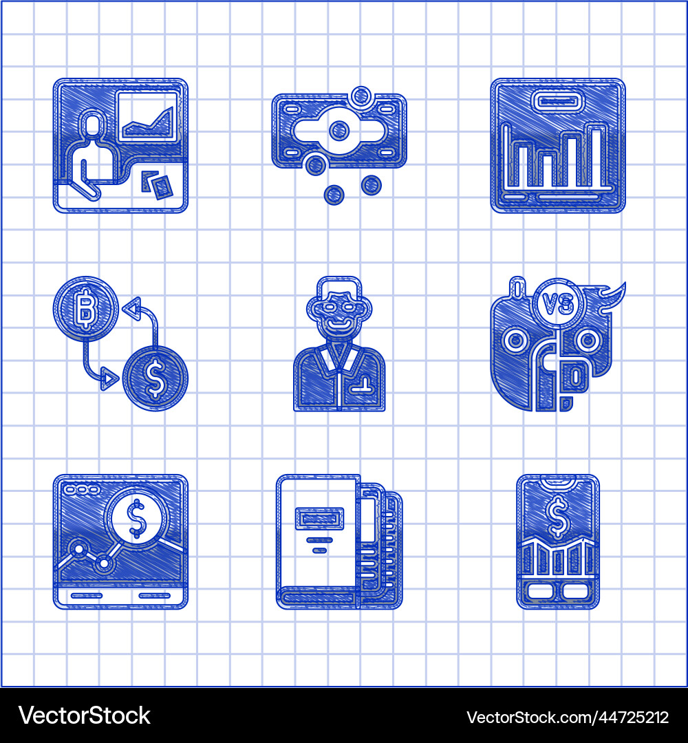 Set trader office folders mobile stock trading Set trader office folders mobile stock trading vector image