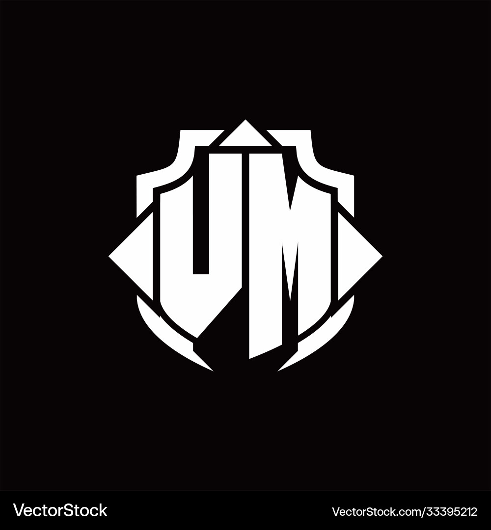 Vm logo monogram with shield line and 3 arrows Vector Image