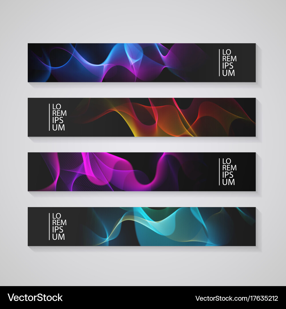 Web banner set with abstract colorful background vector image